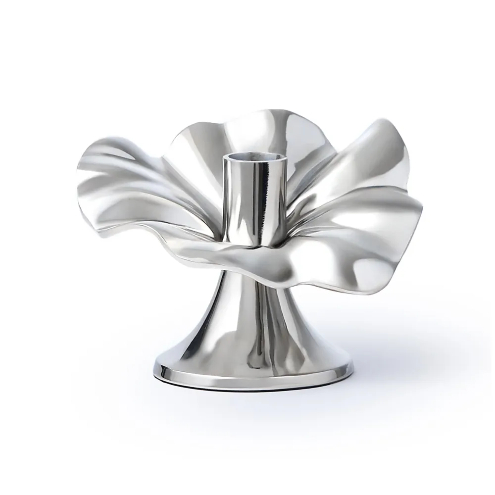 Blossom Platinum Tapered Candle Holder 6"