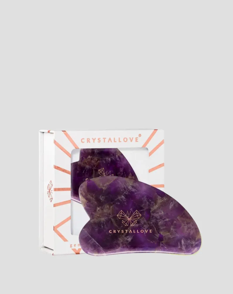 Crystallove ametist gua sha ploč za masažu lica za sklad i opuštanje