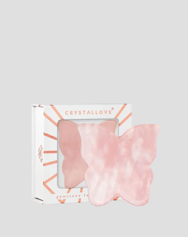 Crystallove rozenkvarcni leptir gua sha ploč za masažu lica