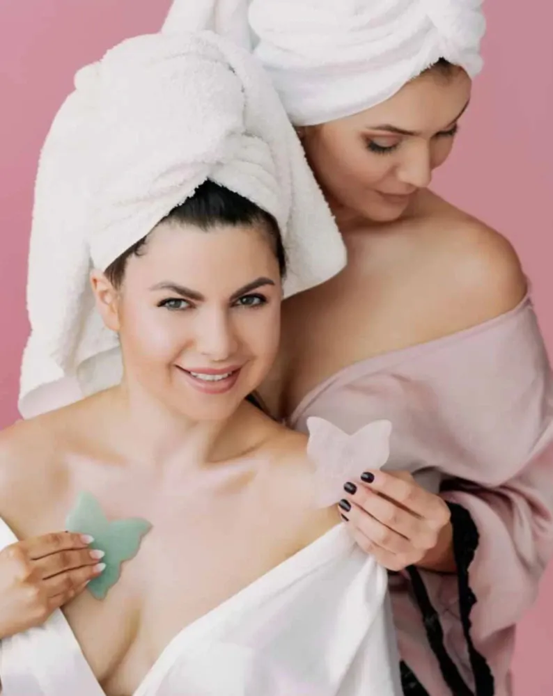 Crystallove rozenkvarcni leptir gua sha ploč za masažu lica