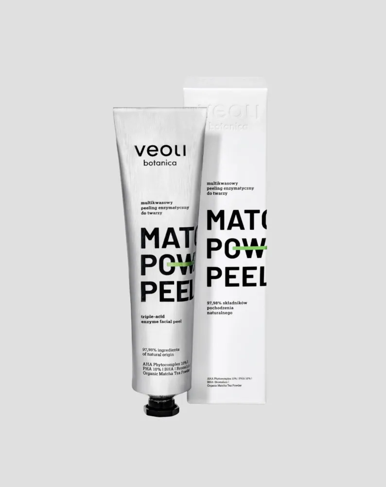 Enzimski piling s AHA 10%, PHA 10%, BHA Matcha power piling Veoli Botanica