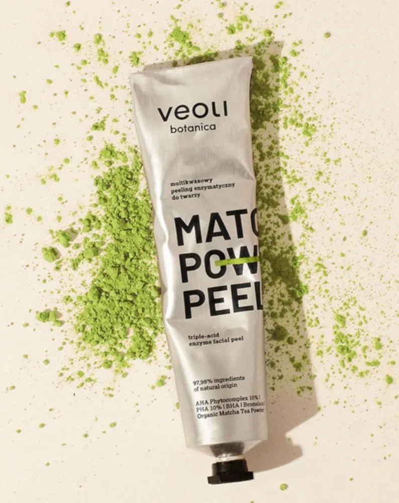 Enzimski piling s AHA 10%, PHA 10%, BHA Matcha power piling Veoli Botanica