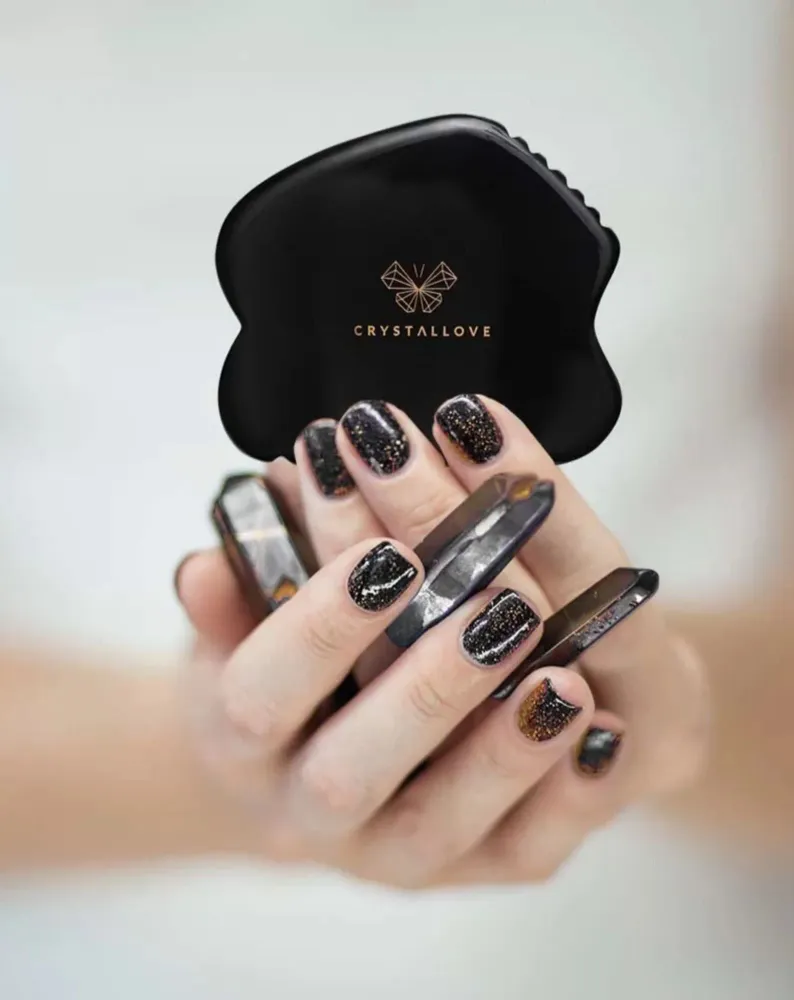 Gua sha ploč za masažu lica od obsidijana Crystallove