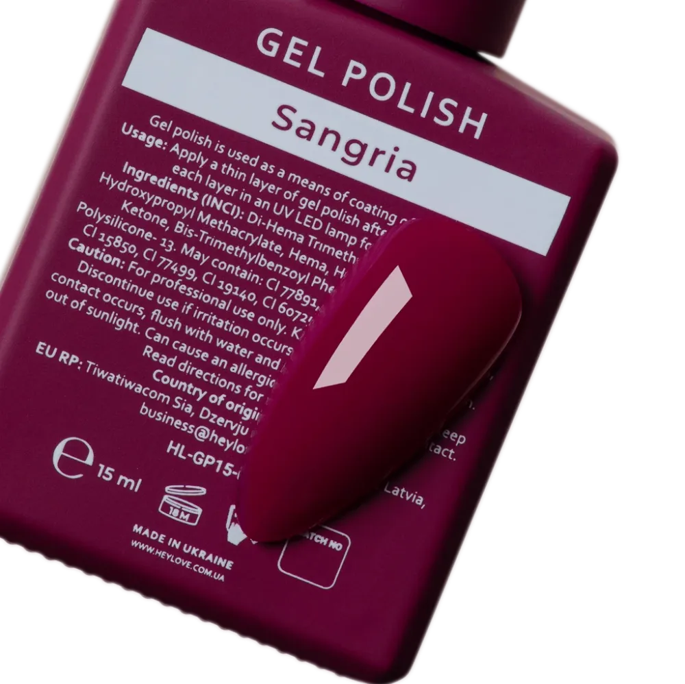 Gel lak za nokte Sangria 15 ml HEYLOVE