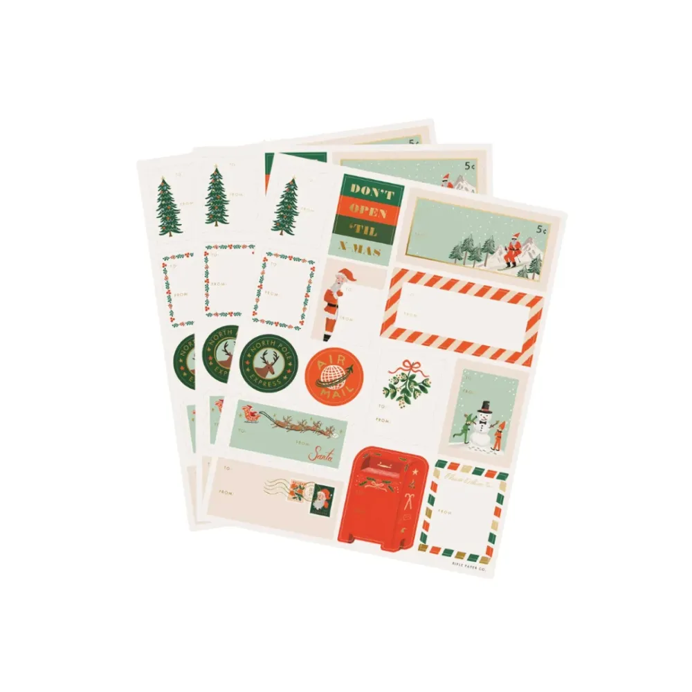Holiday Gift Stickers - Pack 3 Santa's Workshop Stickers and Labels