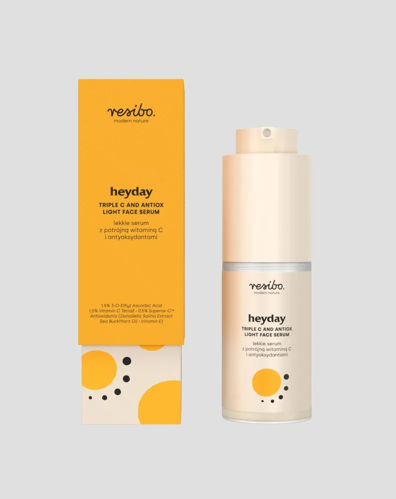 Hranjivi, osvjetljujući Heyday serum za lice s antioksidansima i trostrukim vitaminom. C 30 ml Resibo