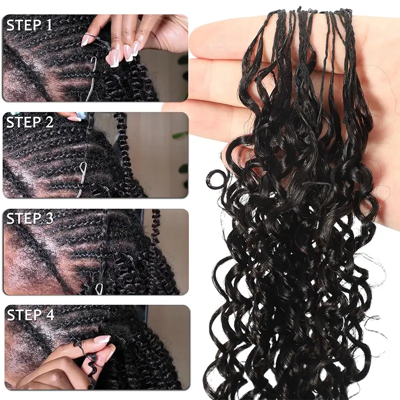 ISEE HAIR Human Hair Crochet Extensions Miracle Knots Pre-Separated 50g/Pack – Knotless Boho Braids, 4-5 Packs Full Head,...