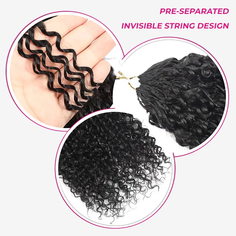 ISEE HAIR Human Hair Crochet Extensions Miracle Knots Pre-Separated 50g/Pack – Knotless Boho Braids, 4-5 Packs Full Head,...