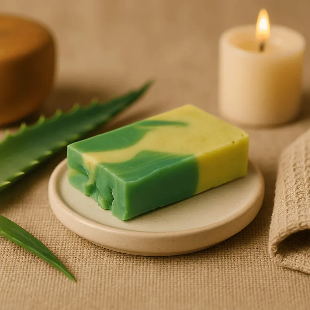 Komad sapuna od aloe vere, hladni postupak s maslinovim uljem