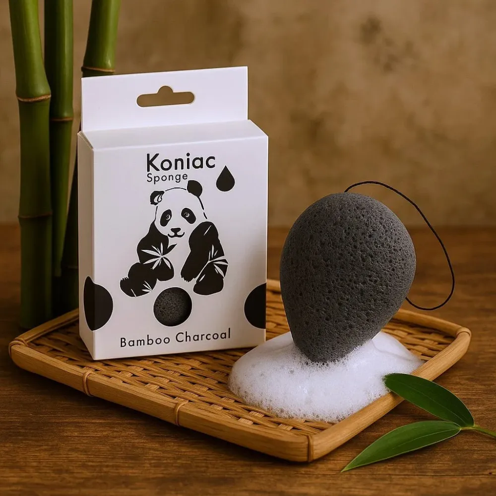 Konjac spužvica za lice, bambusov ugljen suza oblik