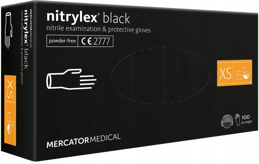 Nitrilne rukavice bez pudera Nitrylex Mercator veličina XS (Crne) Mercator Medical