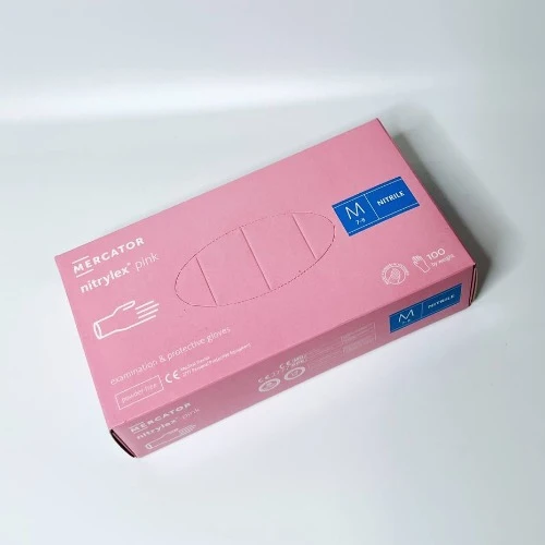 Nitrilne rukavice bez pudera Nitrylex Mercator veličina M (Pink) Mercator Medical