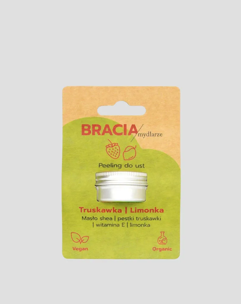 Piling za usne od jagode i limete s vitaminom E, hidratizira i zaglađuje Bracia Mydlarze