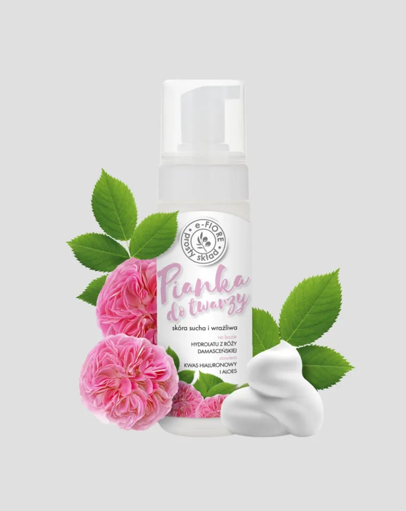 Pomlađujuć pjena za čišćenje lica s Damask Rose E-Fiore