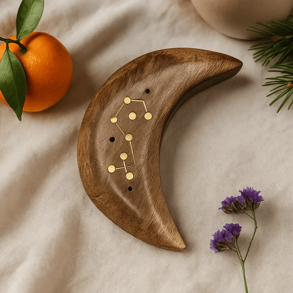 Posuda za tamjan, mesingani znak zodijaka mjesec