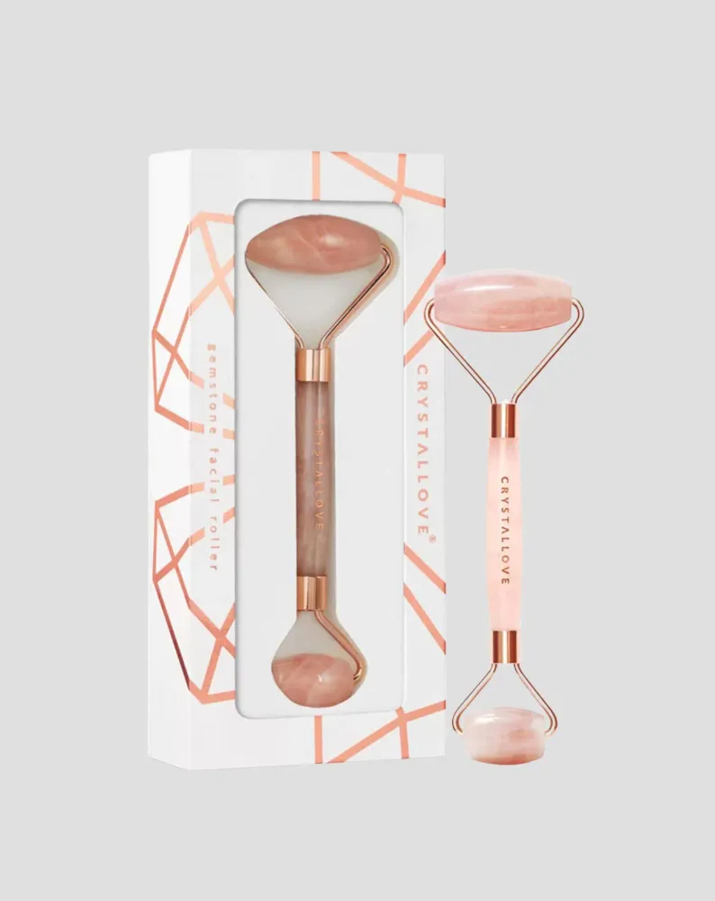 Rose quartz roller masažer za lice - Crystallove love stone