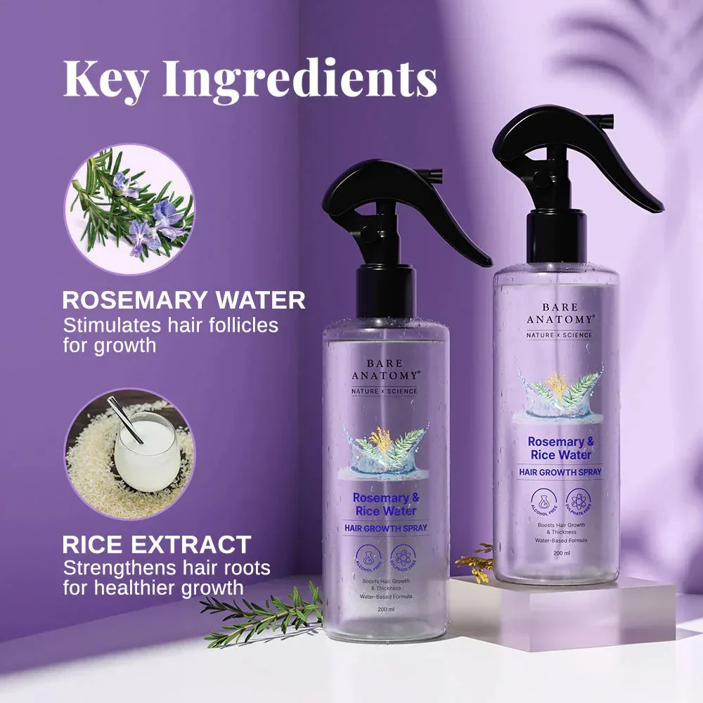 Rosemary & Rice Water Spray Natural Hair Growth & Hair Thickness