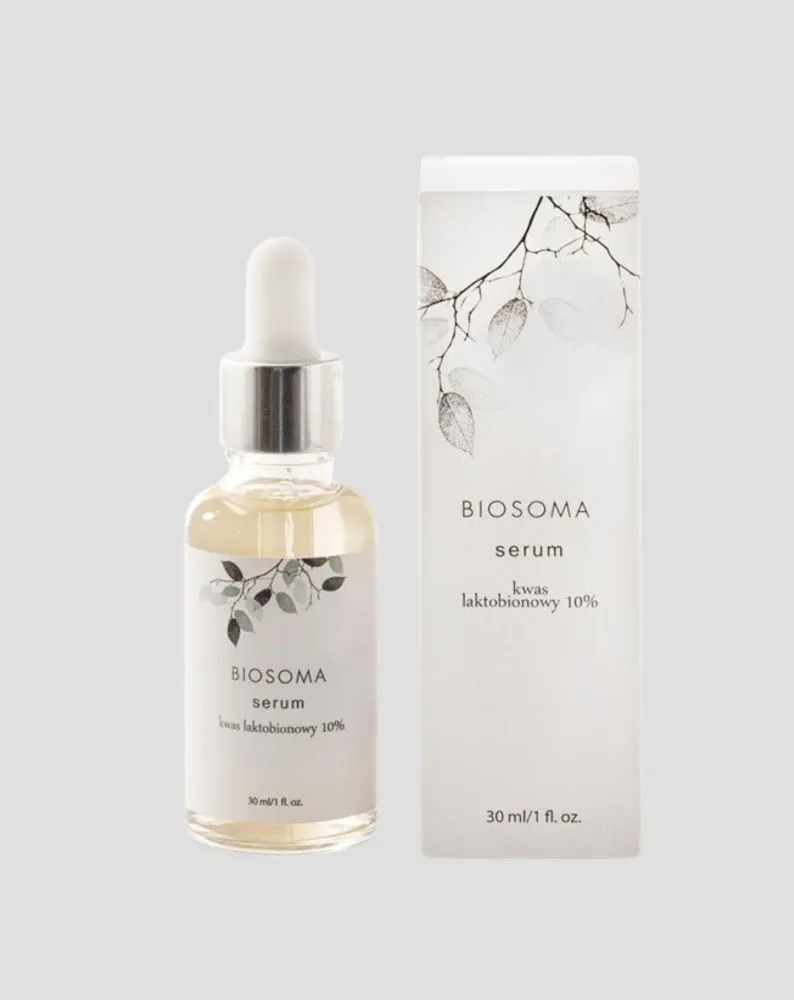 Serum za lice s laktobionskom kiselinom 10% pogodan za kožu s aknama Biosoma