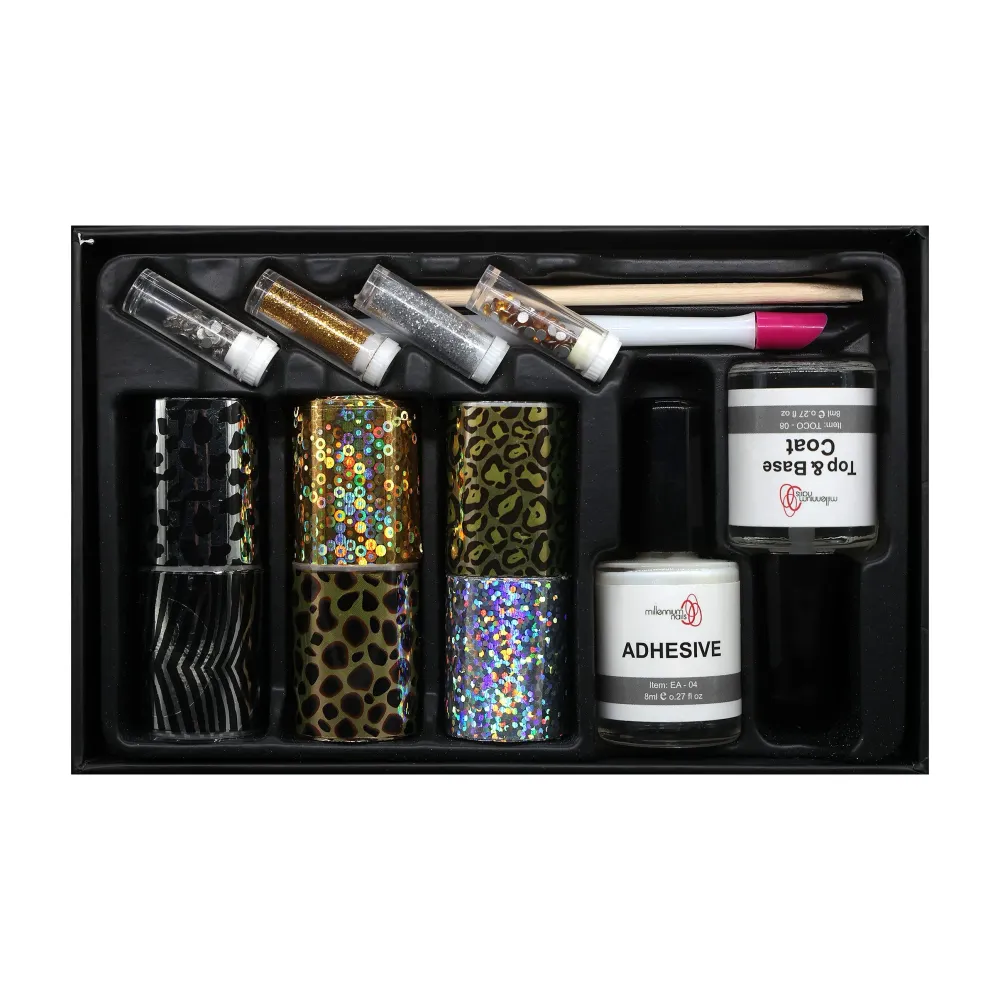 Set folija za nail art – životinjski print i holografski uzorci (nije potrebna lampa)