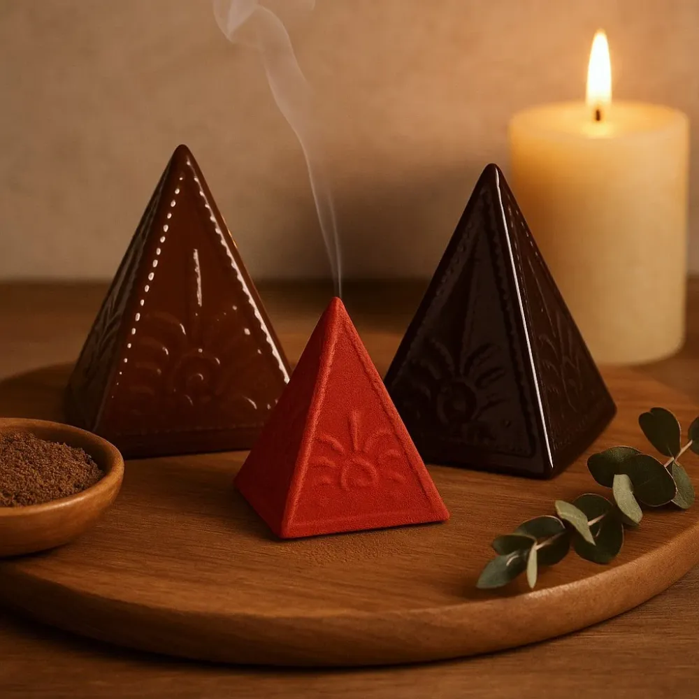 Set kalupa za piramide od praha tamjana, 3-dijelni, smeđi