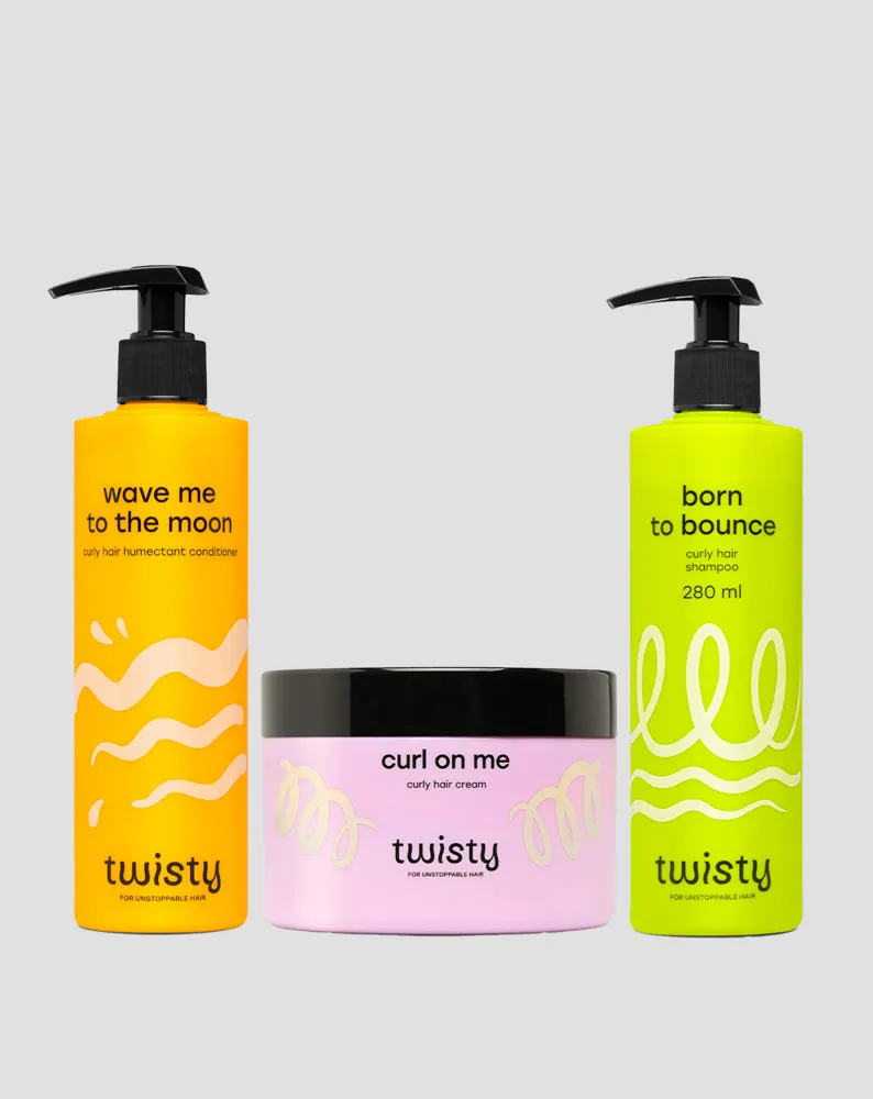 Set kozmetike za njegu i stiliziranje kovrčave i valovite kose Twisty