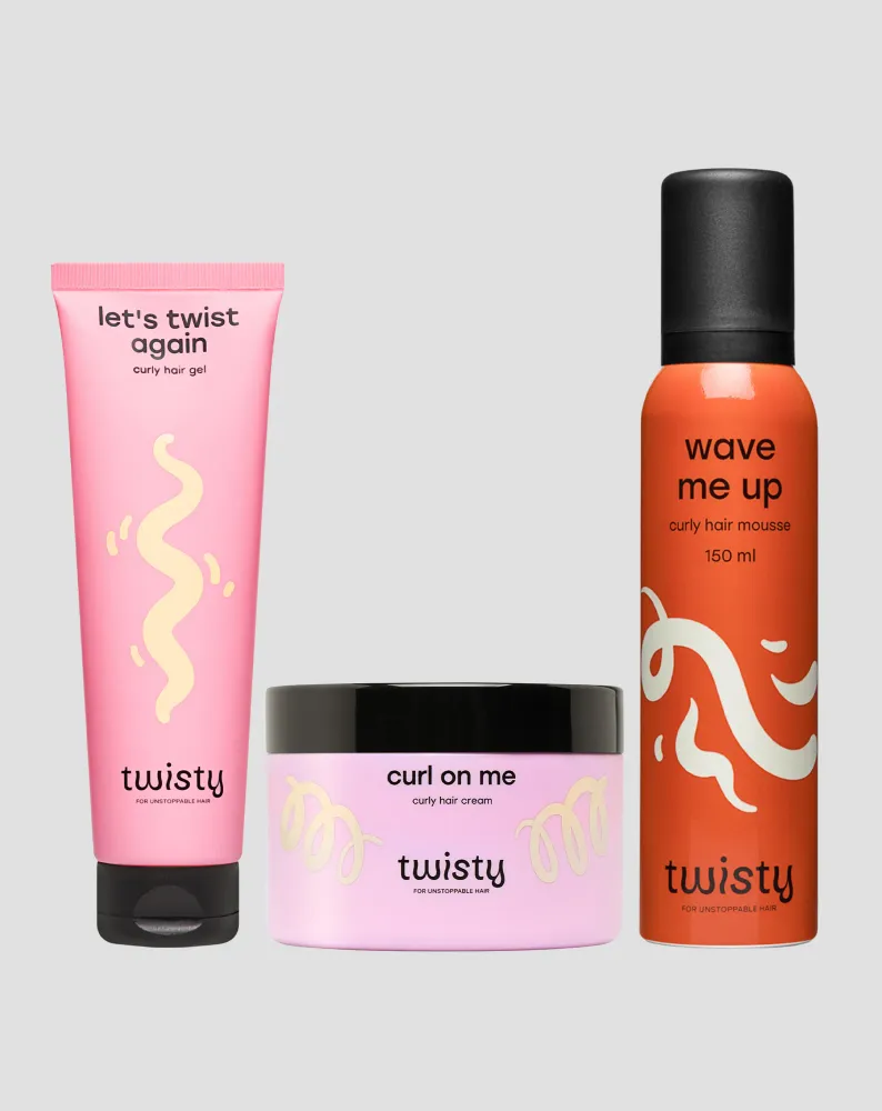 Set krema + pjena + gel za kovrče za stiliziranje i njegu kovrčave i valovite kose Twisty