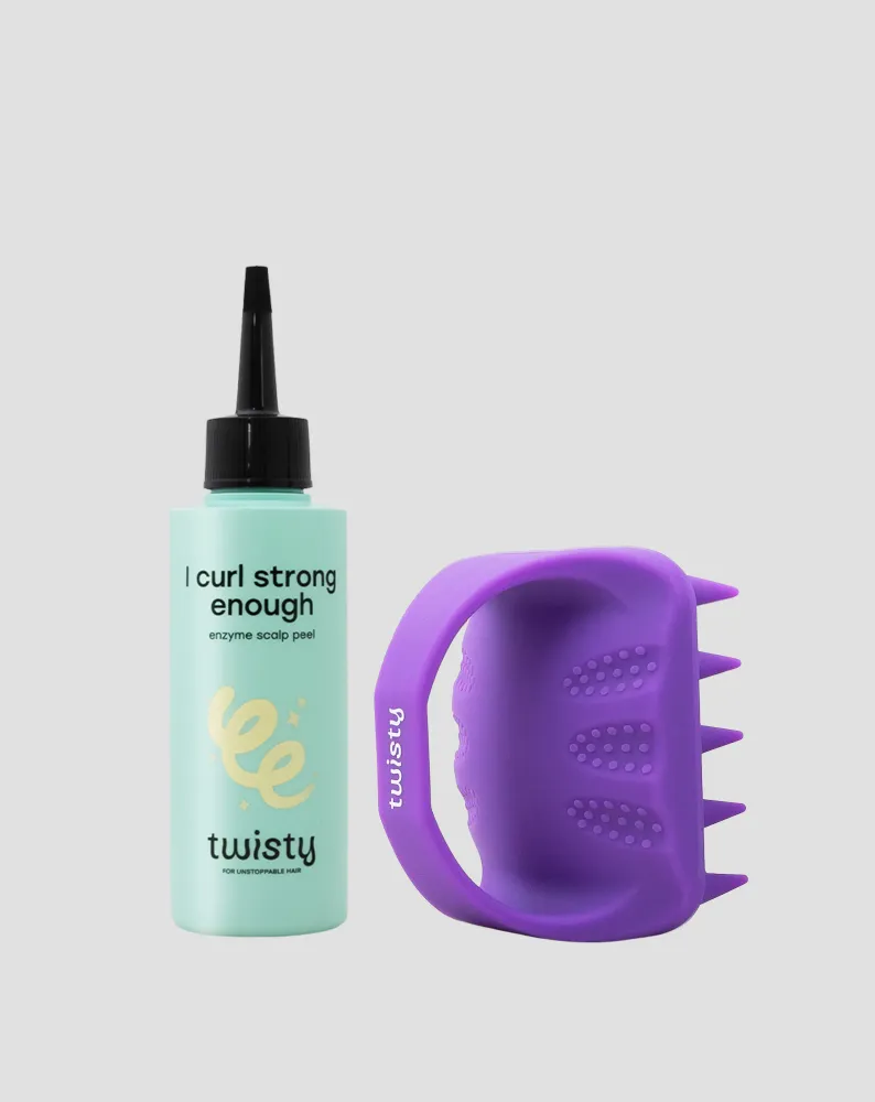 Set silikonski masažer + enzimatski piling za čišćenje i stimulaciju mikrocirkulacije vlasišta Twisty