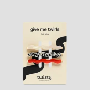 Set ukosnica za kosu crvena, mramorna, biserna Twisty 3 kom.