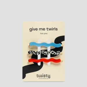 Set ukosnica za kosu mramorna, plava, crvena Twisty 3 kom.