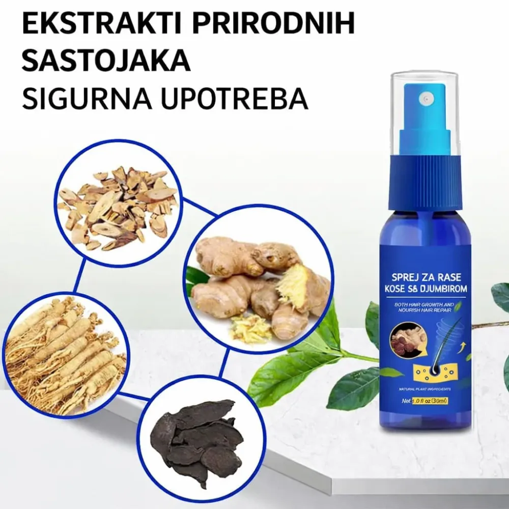 Sprej za rast kose sa đumbirom – protiv opadanja kose i obnavljanje vlasišta