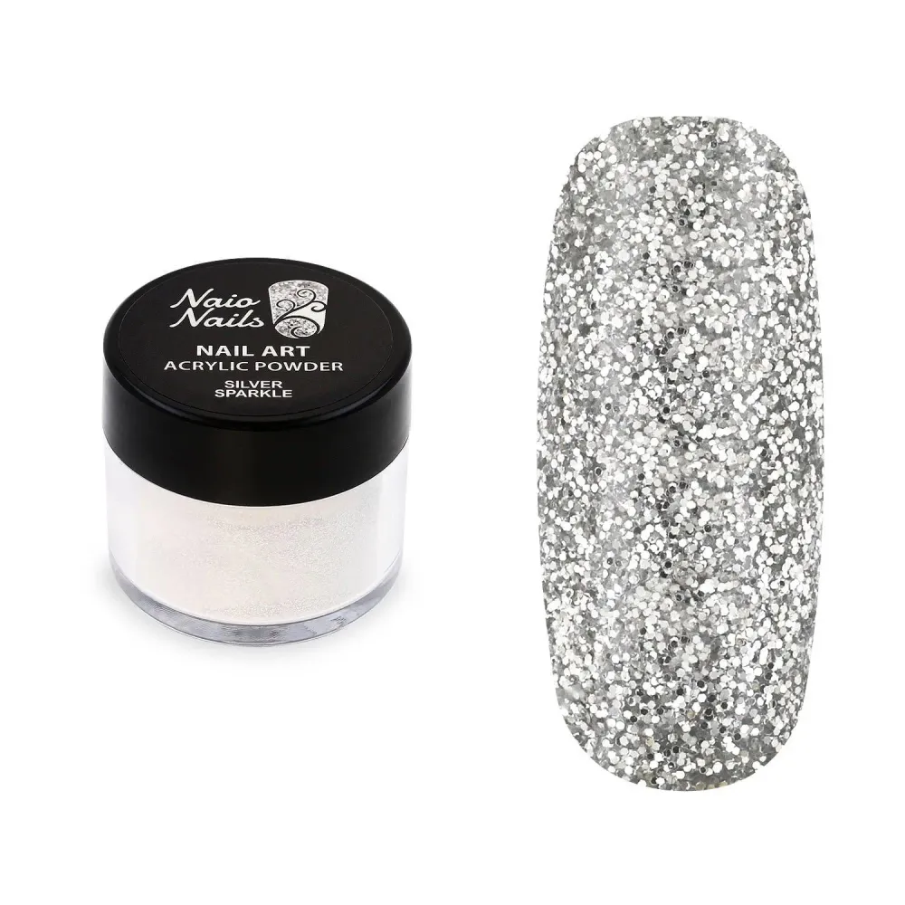 Srebrni sjajni akrilni prah s glitterom - 12g