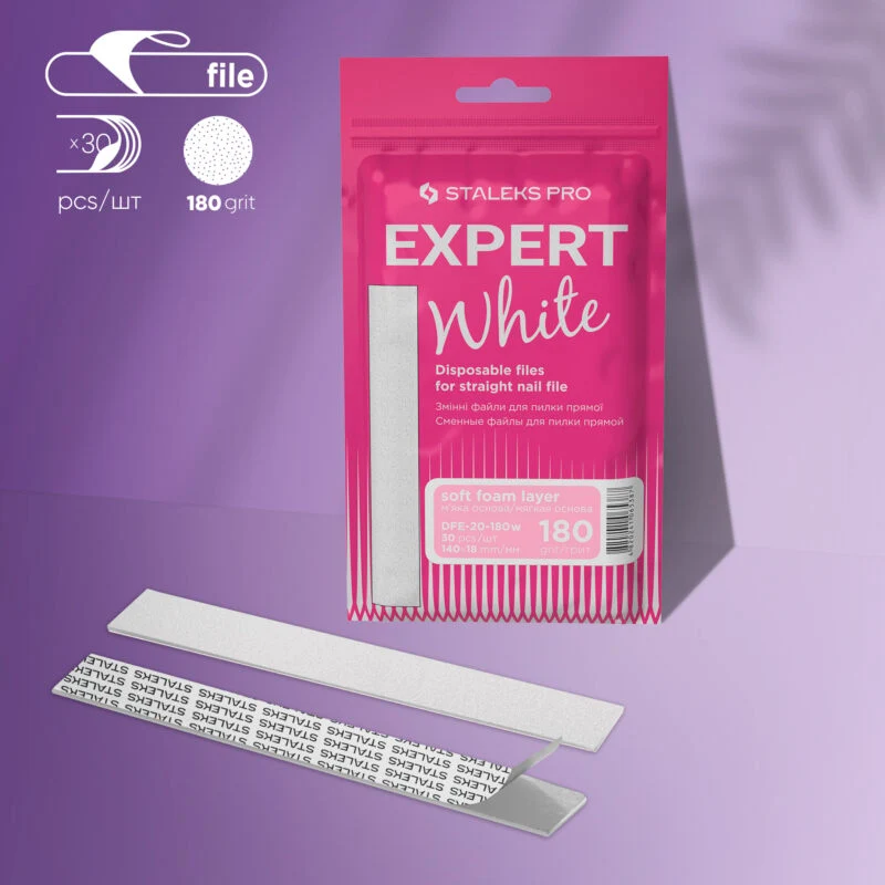 Bijele zamjenske turpije za ravnu bazu (mekani sloj pjene) Staleks Pro Expert 20, 180 grit (30 kom), DFE-20-180w