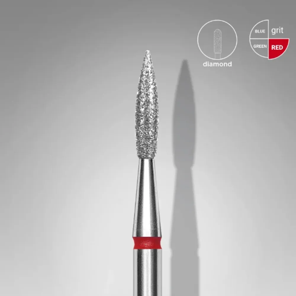 Dijamantna freza, Plamen šiljasti, 2.3*8.0 mm, Crvena, STALEKS
