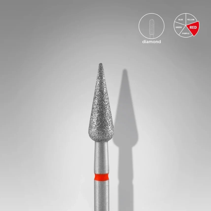 Dijamantna freza, Produženi pupoljak, 4.0*12 mm, Crvena, STALEKS