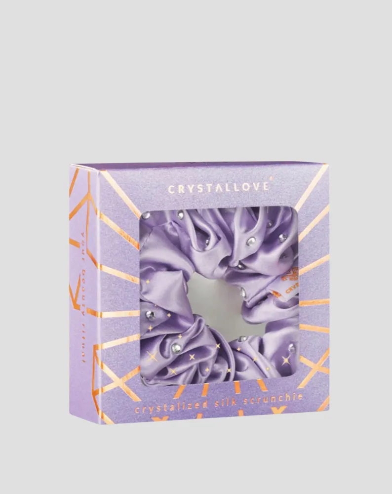 Svilena gumica za kosu s kristalima - lila Crystallove