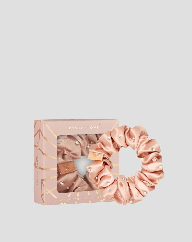 Svilena gumica za kosu s kristalima - rose gold Crystallove