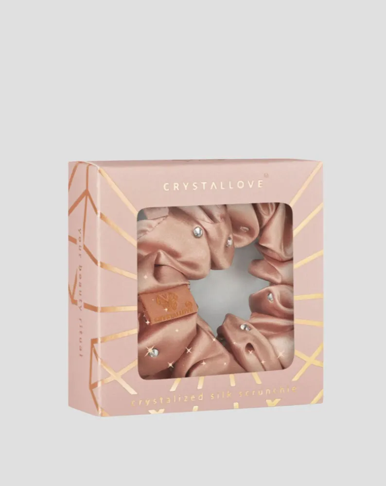 Svilena gumica za kosu s kristalima - rose gold Crystallove