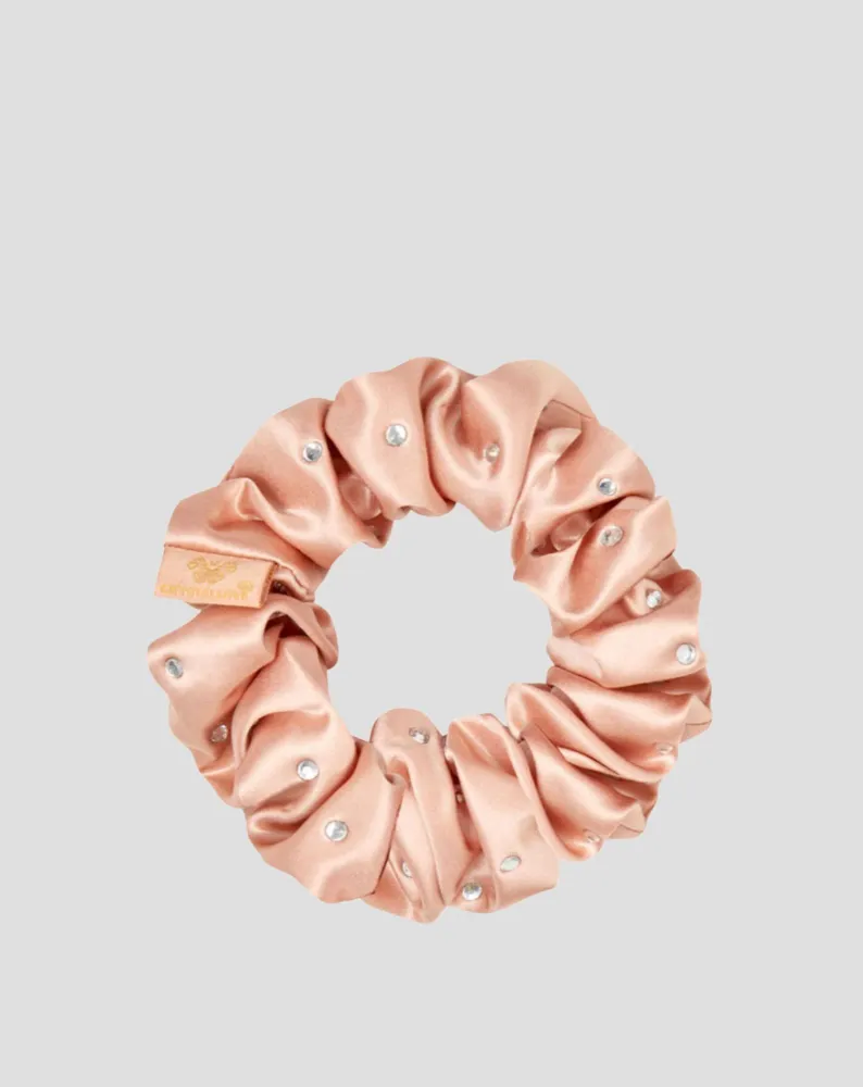 Svilena gumica za kosu s kristalima - rose gold Crystallove