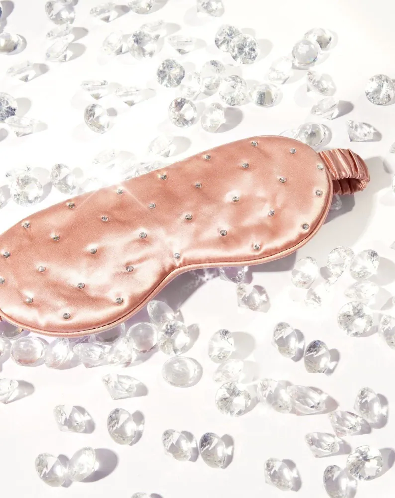 Svileni povez za spavanje ukrašen kristalima - rose gold Crystallove