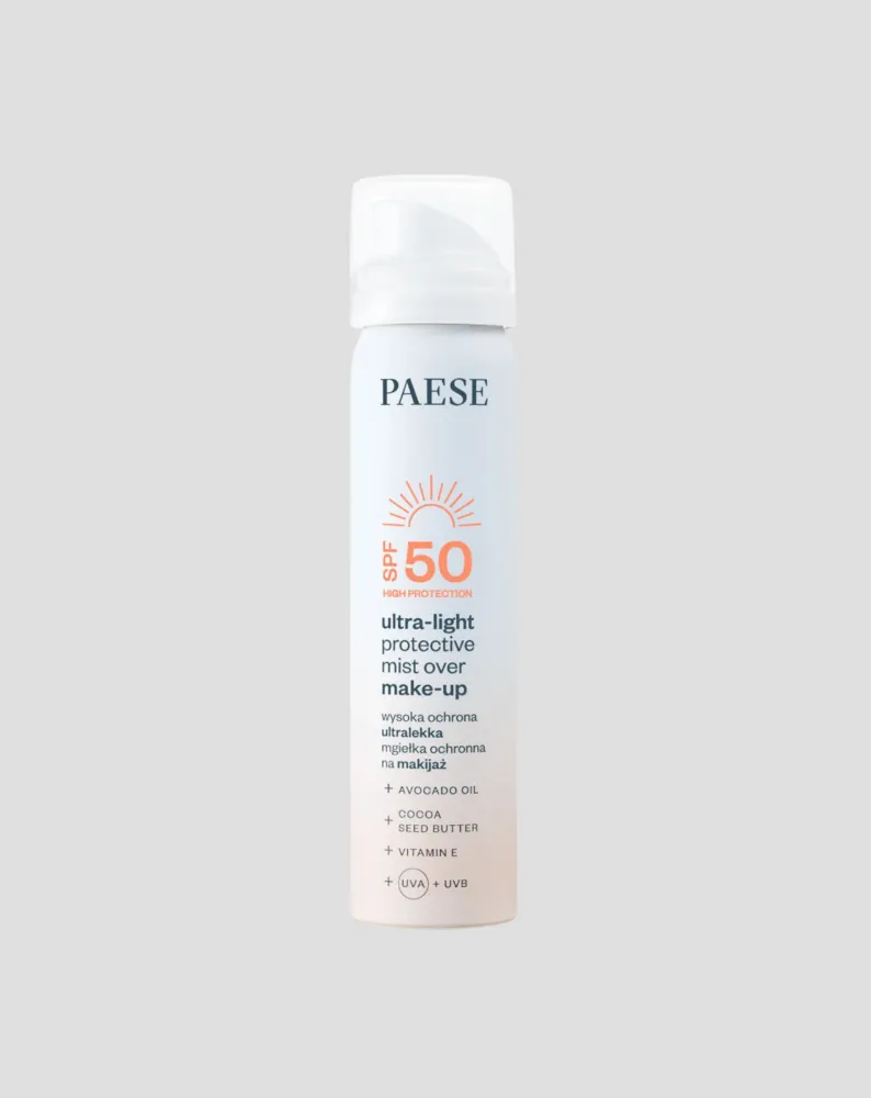 Ultralaka zaštitna magla za šminku sa kremom za sunčanje SPF50 Paese