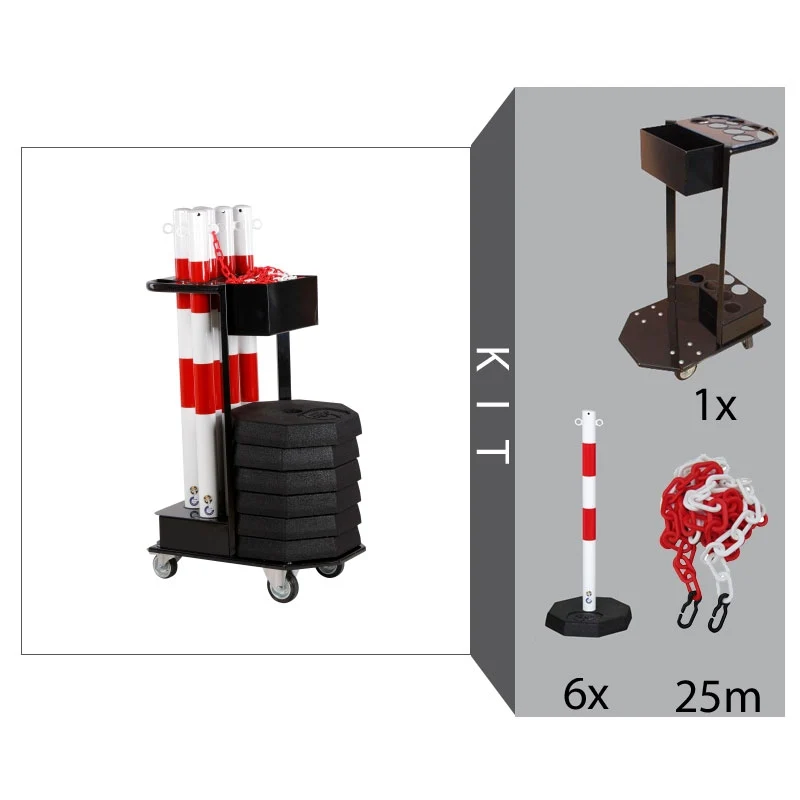 Flexibarrier Stupić s lancem Set s kolicima (Crvena/Bijela)