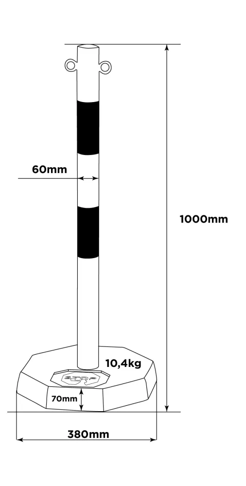 Flexibarrier Stupić s lancem Set s kolicima (Crvena/Bijela)
