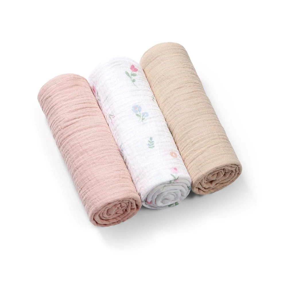 BabyOno Tetra pelene Muslin Cvijeće, boja breskve