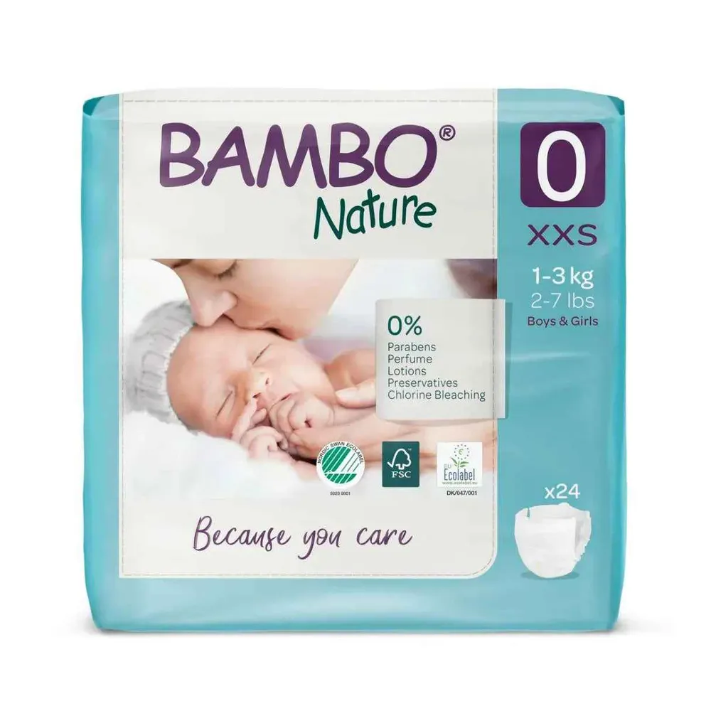 Bambo Nature® Pelene Premature Size 0 (1-3 kg) 24 kom