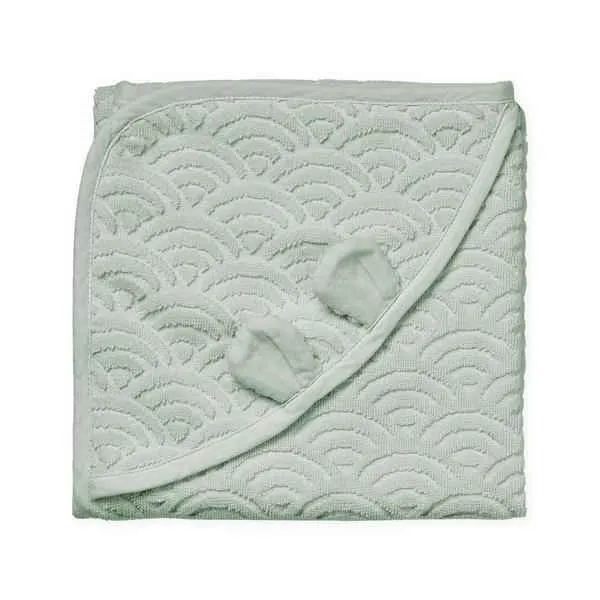 CamCam® Ručnik s kapuljačom i ušima GOTS Dusty Green 80x80