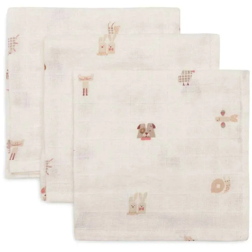 Jollein® Set 3 tetra pelene Animal Friends 31 × 31 cm