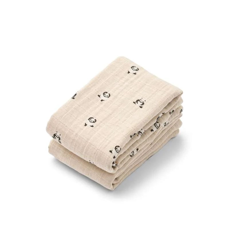 Liewood Lewis Muslin Tkaninske pelene - 2-pak - Mini Panda/Sandy Mix