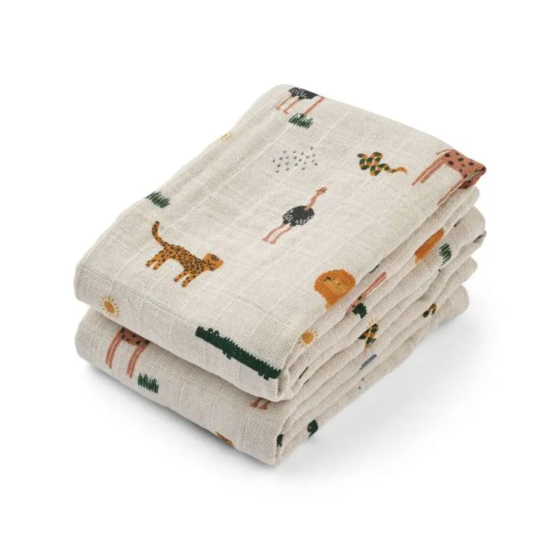 Liewood Lewis Muslin Tkaninske pelene - 2-pak - Safari/Sandy Mix