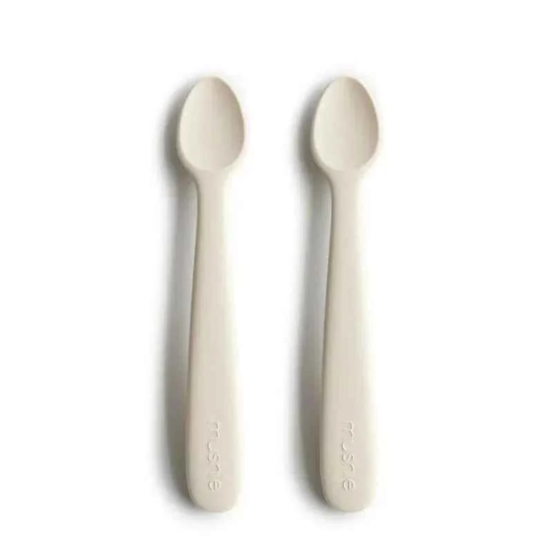 Mushie® Set dvi silikonske žlice Ivory