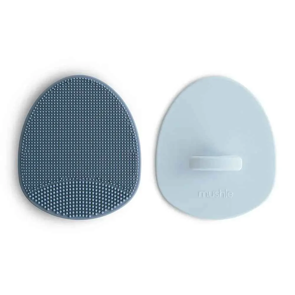Mushie® Silikonska četka za uklanjanje tjemenice 2 komada Tradewinds/Periwinkle